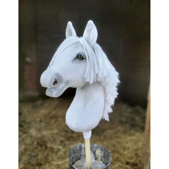 Hobby horse žirgas ant lazdos A3, baltas - Super Hobby Horse Premium