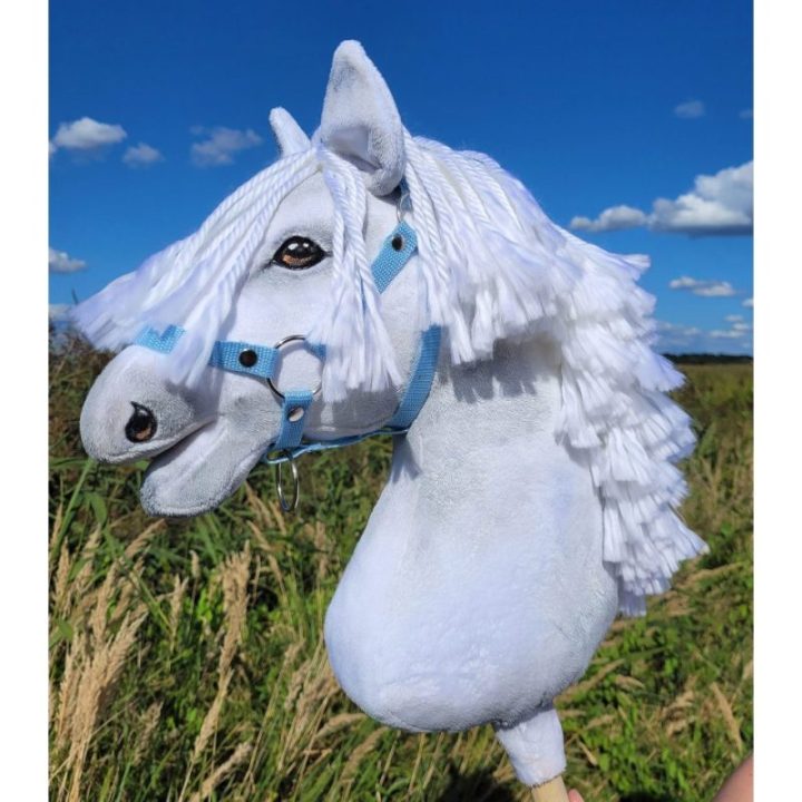 Hobby horse žirgas ant lazdos A3, baltas - Super Hobby Horse Premium