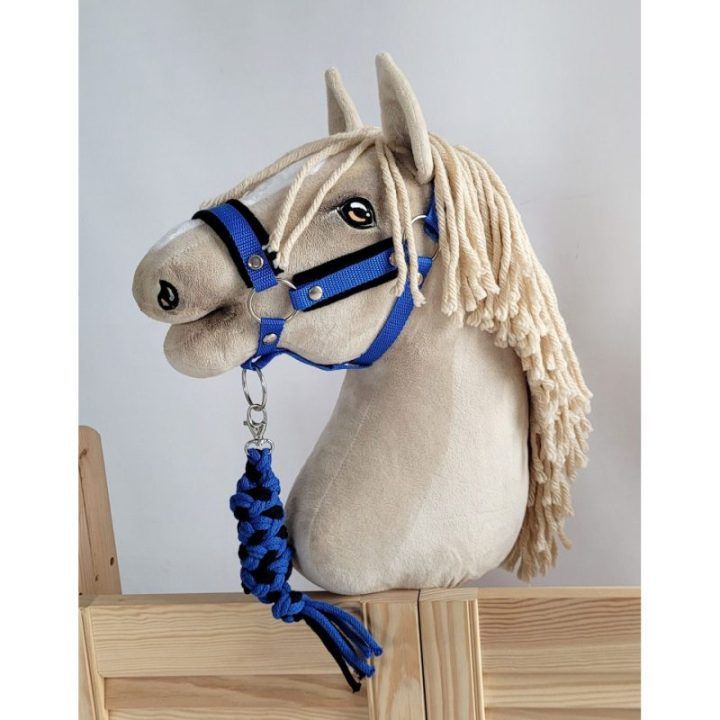 Hobby horse pavadys, pintas iš dvigubos virvės, juodas ir mėlynas - Super Hobby Horse