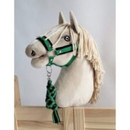 Hobby horse apynasris (kantaras) su pavadžiu, A3, juodas su juodu kailiuku, pavadys juodas ir žalias - Super Hobby Horse