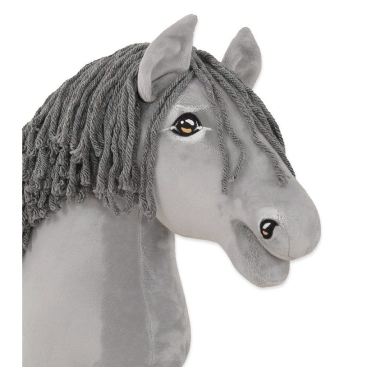 Hobby horse žirgas ant lazdos A3, širmas (pilkas) su pilkais karčiais - Super Hobby Horse Premium