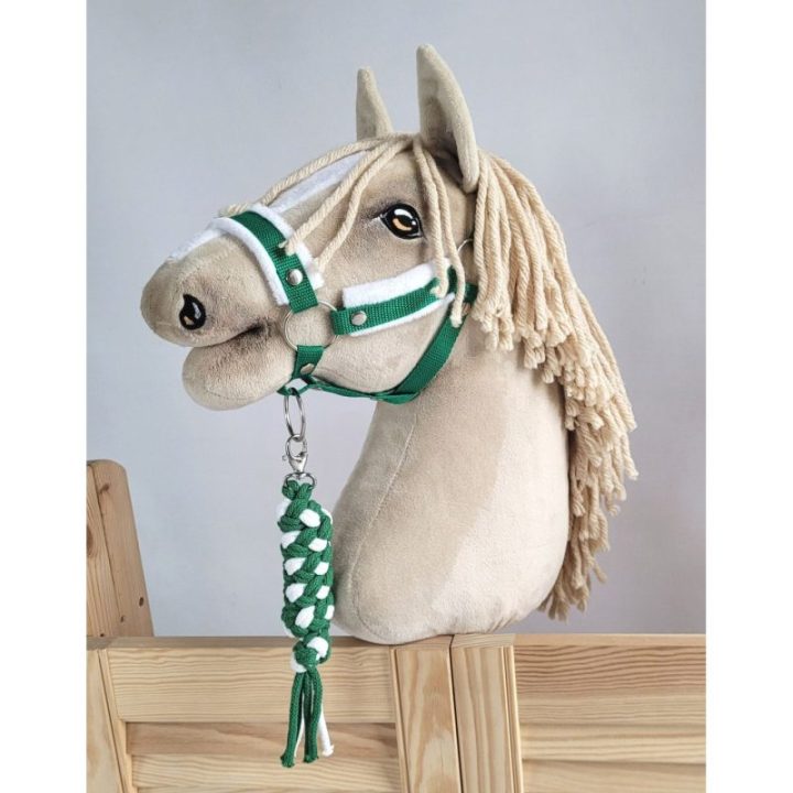 Hobby horse pavadys, pintas iš dvigubos virvės, baltas ir žalias - Super Hobby Horse
