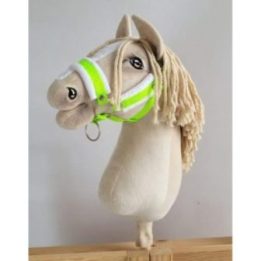 Hobby horse apynasris (kantaras) A3, reguliuojamas, neoninės žalios spalvos su baltu kailiuku - Super Hobby Horse