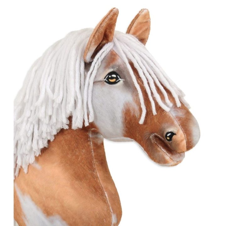 Hobby horse žirgas ant lazdos A3, tobiano bėras, balti karčiai - Super Hobby Horse Premium