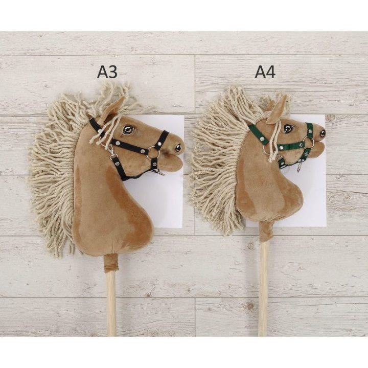 Hobby horse žirgas ant lazdos A3, tobiano bėras, balti karčiai - Super Hobby Horse Premium