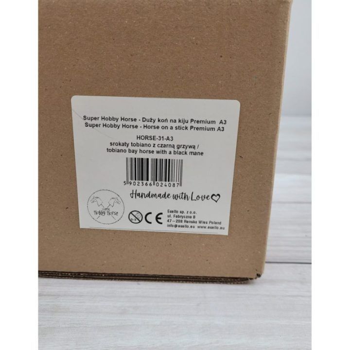Hobby horse žirgas ant lazdos A3, tobiano, juodi karčiai - Super Hobby Horse Premium