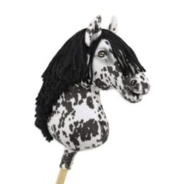 Hobby horse žirgas ant lazdos A3, taškuotas (leopardinis) su juodais karčiais - Super Hobby Horse Premium
