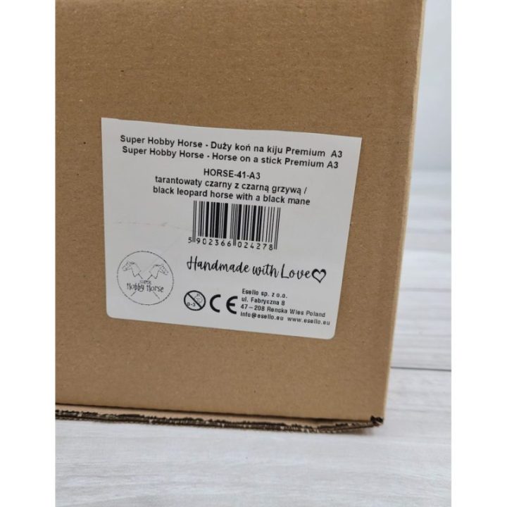 Hobby horse žirgas ant lazdos A3, taškuotas (leopardinis) su juodais karčiais - Super Hobby Horse Premium