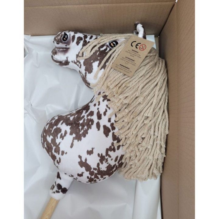 Hobby horse žirgas ant lazdos A3, taškuotas, smėlio spalvos karčiai - Super Hobby Horse Premium