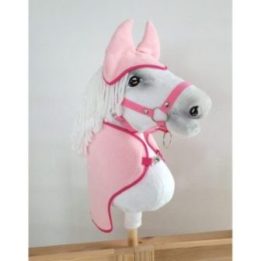 Hobby horse priedų komplektas: flisinė gūnia (balnatiesė) ir ausų gaubtai, A3, šviesiai rožinis - Super Hobby Horse