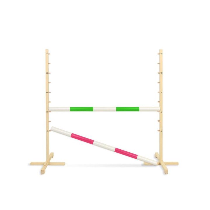 Hobby horse šuolių kliūtis 120 cm, dvi kartelės: žalia ir rožinė - Super Hobby Horse