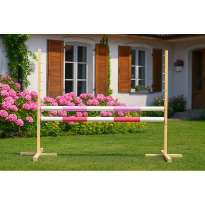 Hobby horse šuolių kliūtis 120 cm su dviem kartelėmis, šviesiai rožinė ir rožinė - Super Hobby Horse