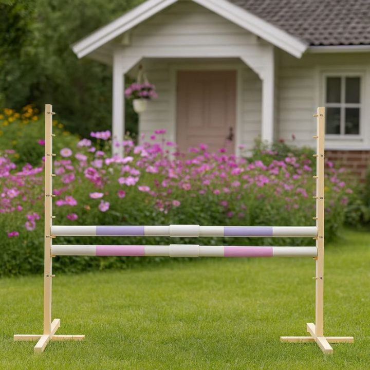 Hobby horse šuolių kliūtis, 2 kartelės, šviesiai violetinė ir šviesiai rožinė - Super Hobby Horse