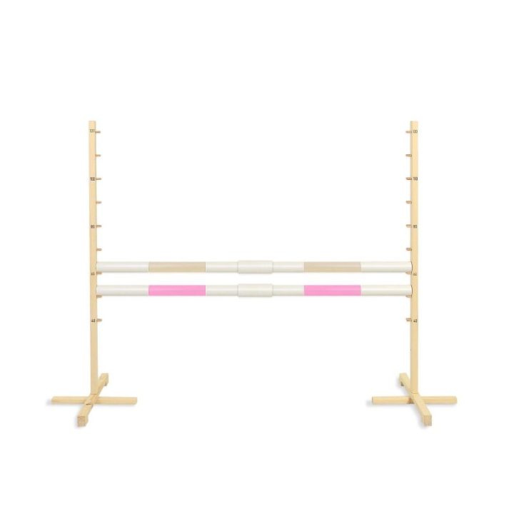 Hobby horse šuolių kliūtis su dviem kartelėmis, smėlio ir šviesiai rožinės spalvos - Super Hobby Horse