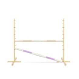 Hobby horse šuolių kliūtis 160 cm, 120 cm aukščio, 2 kartelės, smėlio ir šviesiai violetinė - Super Hobby Horse