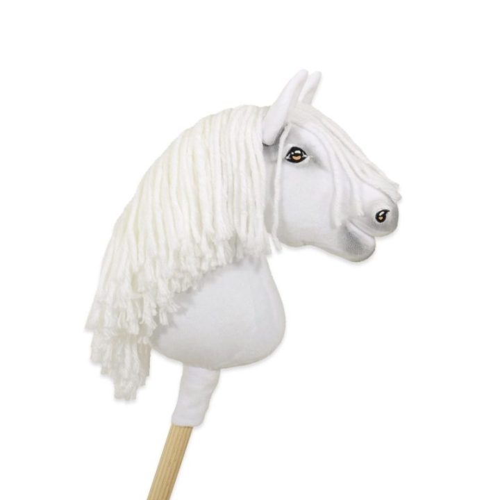 Hobby horse žirgas ant lazdos A4, baltas - Super Hobby Horse Premium