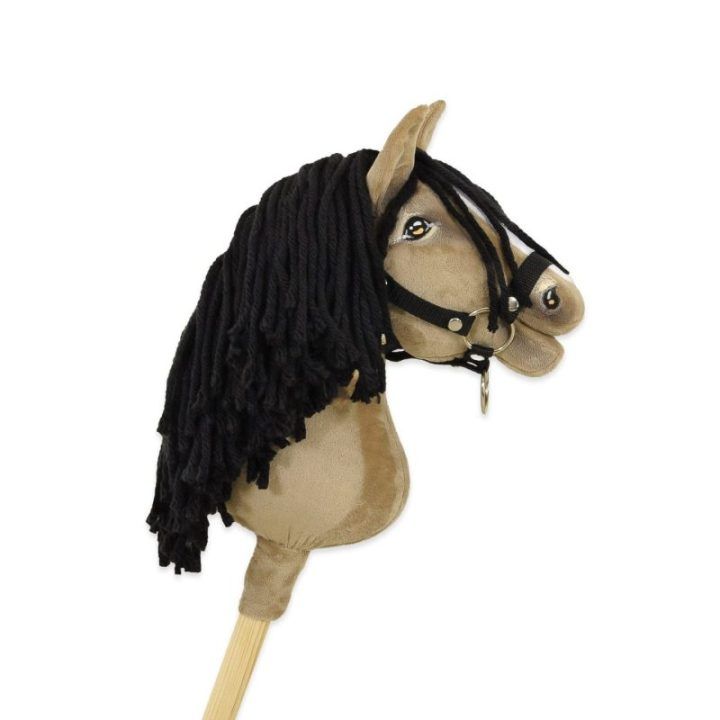 Hobby horse žirgas ant lazdos A4, rusvai gelsvas - Super Hobby Horse Premium