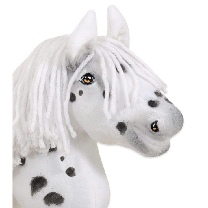Hobby horse žirgas ant lazdos A4, taškuotas (leopardinis), baltas - Super Hobby Horse Premium
