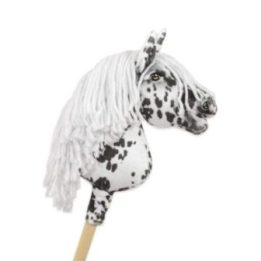Hobby horse žirgas ant lazdos A4, taškuotas, balti karčiai - Super Hobby Horse Premium