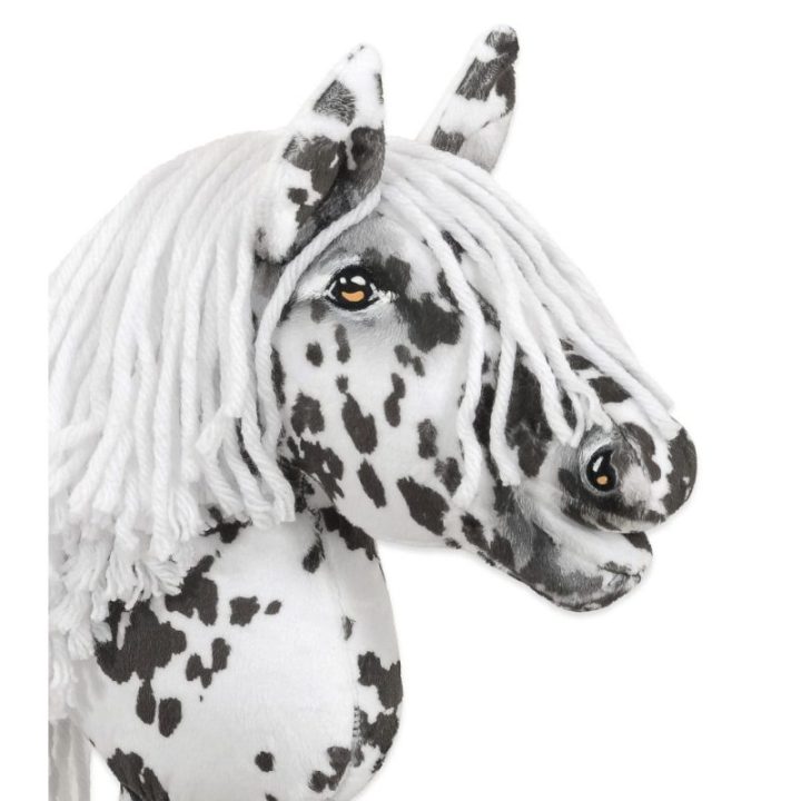Hobby horse žirgas ant lazdos A4, taškuotas, balti karčiai - Super Hobby Horse Premium