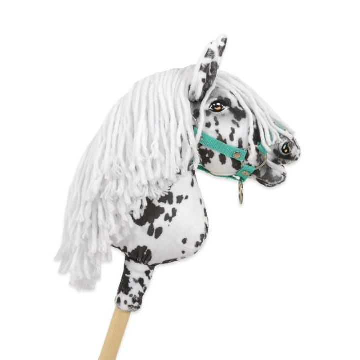 Hobby horse žirgas ant lazdos A4, taškuotas, balti karčiai - Super Hobby Horse Premium
