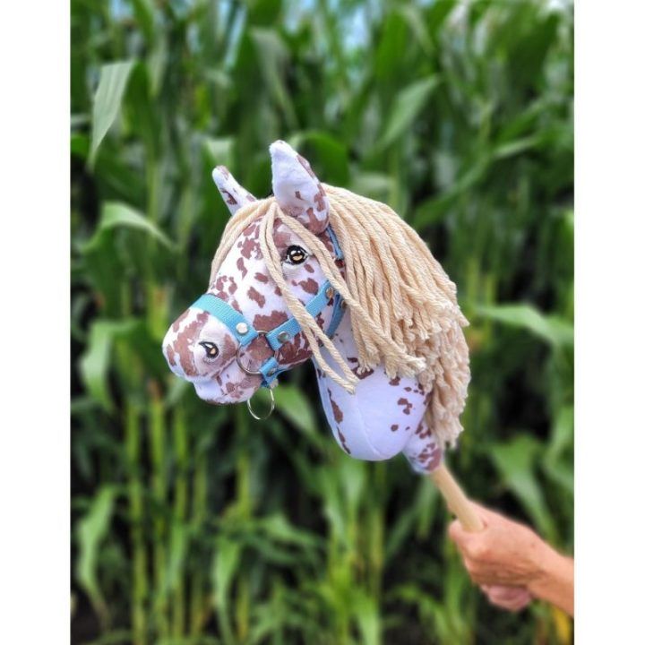 Hobby horse žirgas ant lazdos A4, rudas taškuotas, smėlio karčiai - Super Hobby Horse Premium