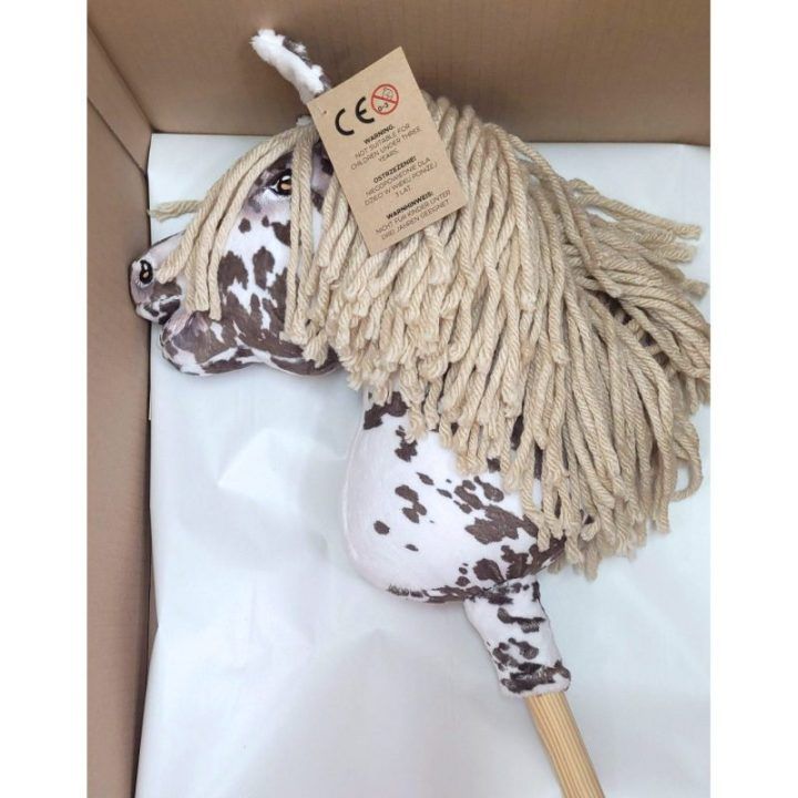 Hobby horse žirgas ant lazdos A4, rudas taškuotas, smėlio karčiai - Super Hobby Horse Premium