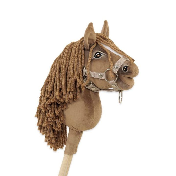 Hobby horse žirgas ant lazdos A5, šviesiai sartas (šviesiai rusvai rudas) - Super Hobby Horse Premium