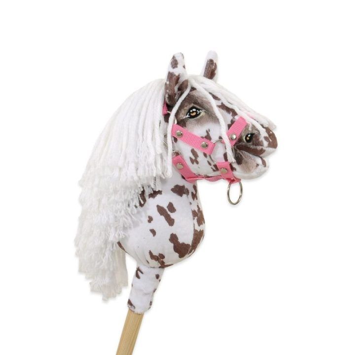 Hobby horse ant lazdos A5, taškuotas, su baltais karčiais - Super Hobby Horse Premium