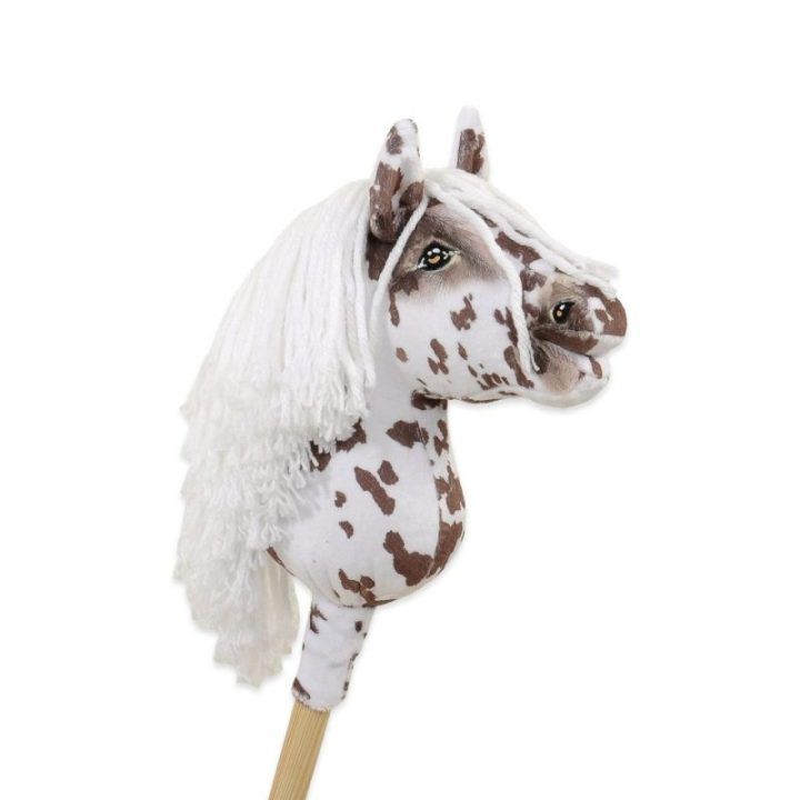 Hobby horse ant lazdos A5, taškuotas, su baltais karčiais - Super Hobby Horse Premium