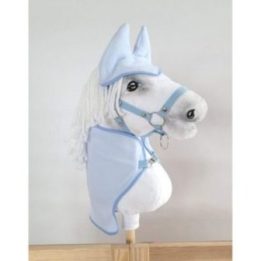 Hobby horse priedų komplektas: flisinė gūnia ir ausų gaubtai, A4 ir A5, žydras - Super Hobby Horse