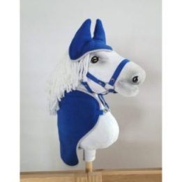 Hobby horse priedų komplektas: flisinė gūnia (balnatiesė) ir ausų gaubtai, A4 ir A5, tamsiai mėlynas - Super Hobby Horse