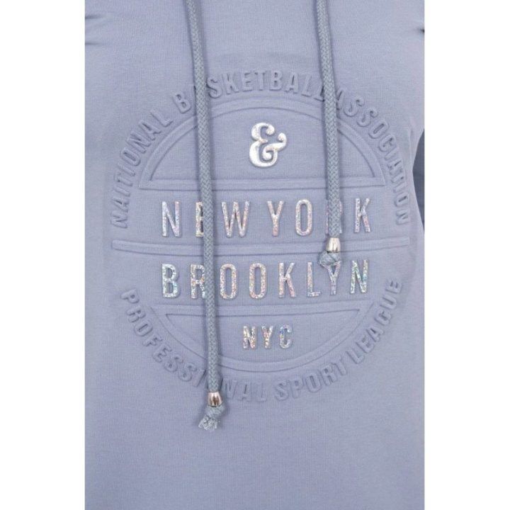 Medvilninė suknelė su užrašu „Brooklyn“, grafito