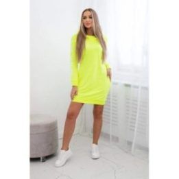 Medvilninė suknelė su užrašu „off white“, geltona