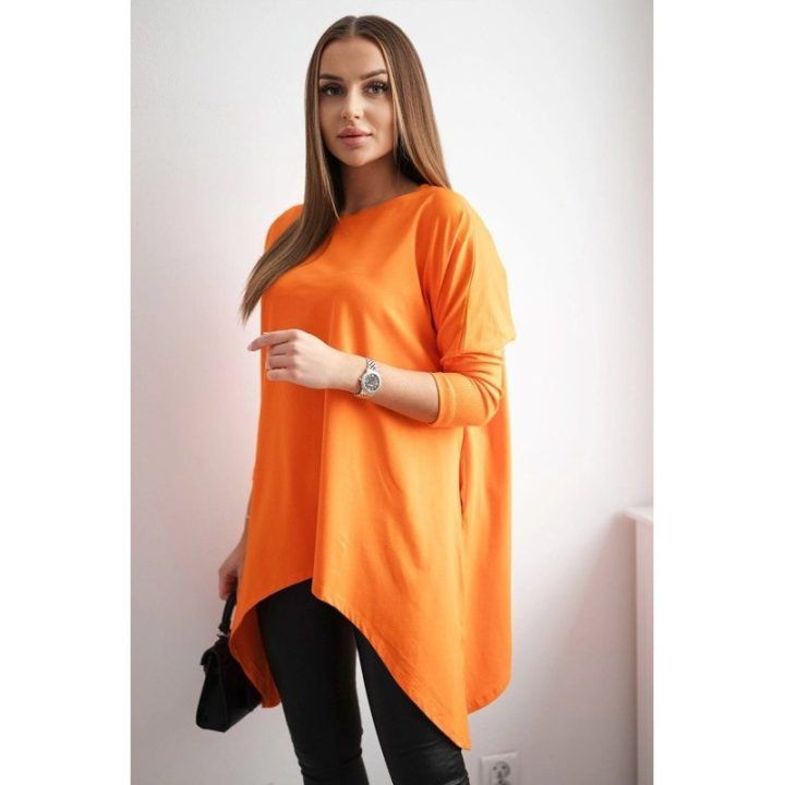 Moteriška medvilninė laisvo kirpimo palaidinė, oranžinė