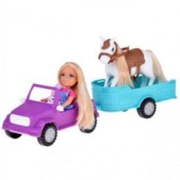 Lėlės rinkinys Woopie Royal Niki, nuo 3 metų, violetinis automobilis, turkio priekaba