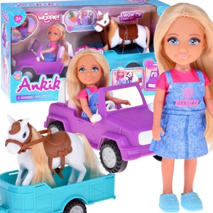 Lėlės rinkinys Woopie Royal Niki, nuo 3 metų, violetinis automobilis, turkio priekaba
