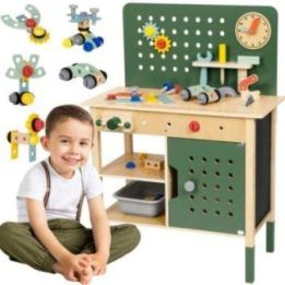 Medinis žaislinis darbastalis Woopie Green STEM, nuo 3 metų