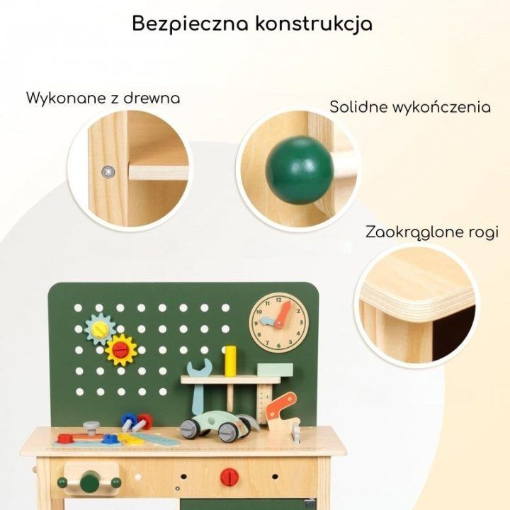 Medinis žaislinis darbastalis Woopie Green STEM, nuo 3 metų