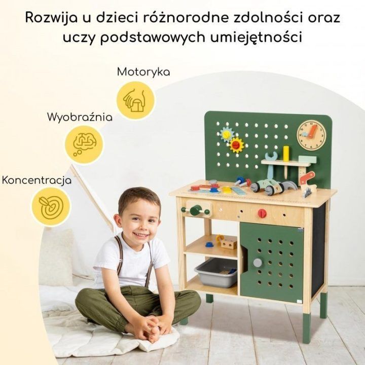 Medinis žaislinis darbastalis Woopie Green STEM, nuo 3 metų