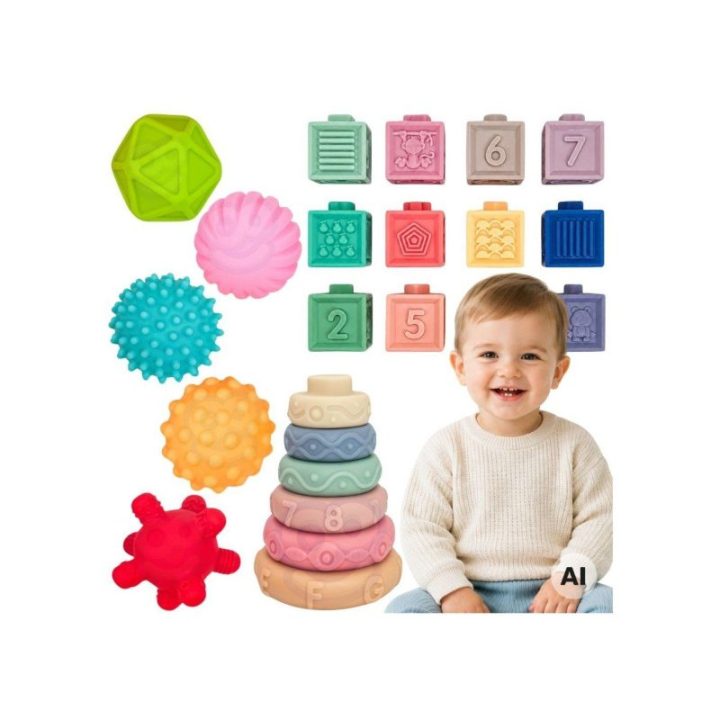 Minkštų sensorinių kaladėlių rinkinys Woopie Baby, nuo 6 mėn., 23 vnt