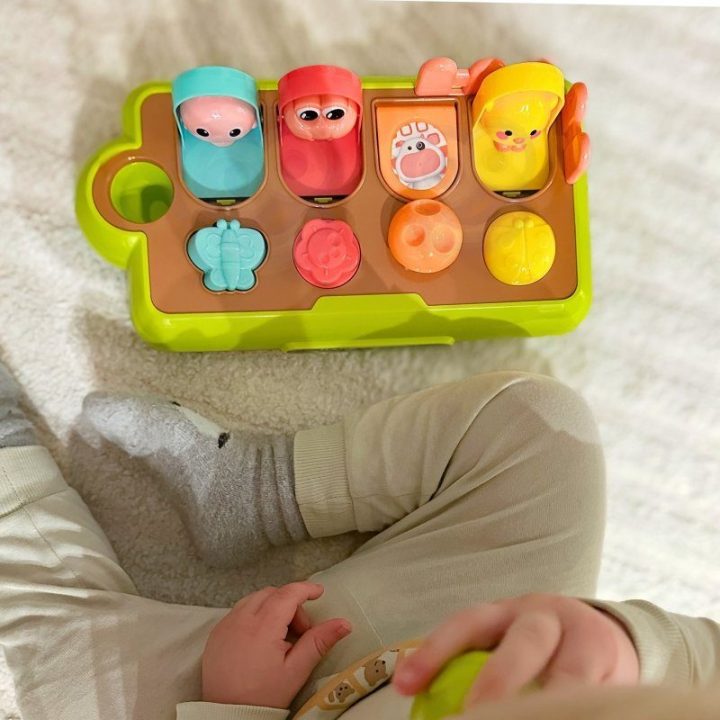 Lavinamasis žaislas su iššokančiais gyvūnėliais Woopie Baby Farma Pop-Up, nuo 18 mėn