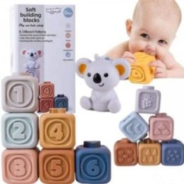Kūdikių sensorinių kaladėlių rinkinys su skaičiais Woopie Baby, 6 vnt., nuo gimimo