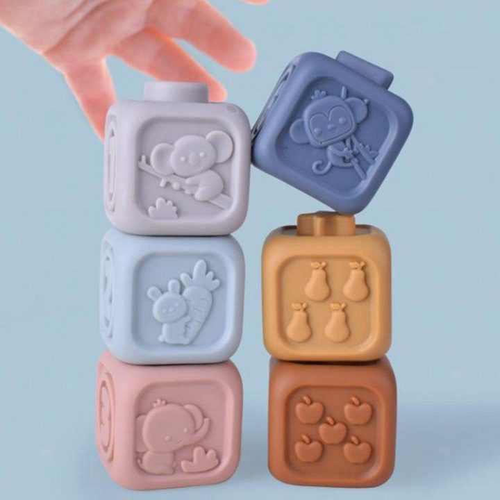 Kūdikių sensorinių kaladėlių rinkinys su skaičiais Woopie Baby, 6 vnt., nuo gimimo