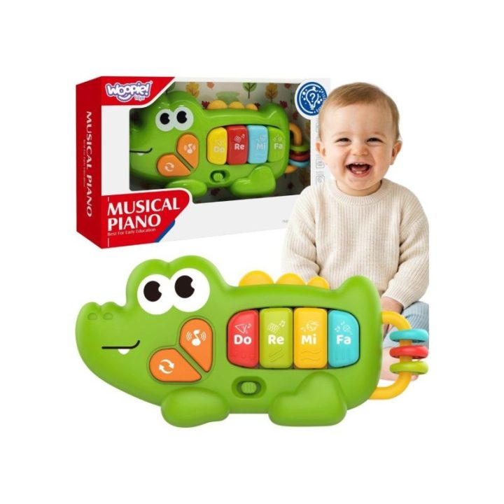 Krokodilo formos interaktyvus žaislinis pianinas Woopie Baby