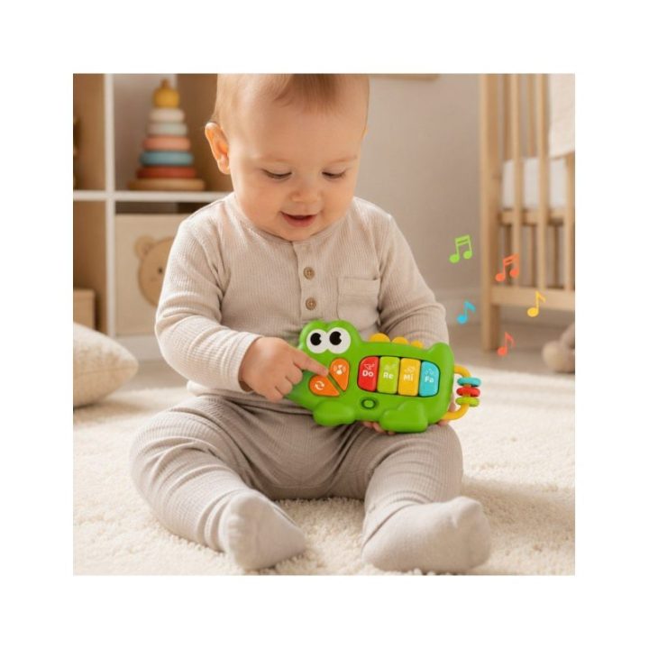 Krokodilo formos interaktyvus žaislinis pianinas Woopie Baby