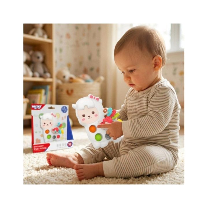 Sensorinis žaislas su virvelėmis, lamos motyvu Woopie Baby, nuo 18 mėn