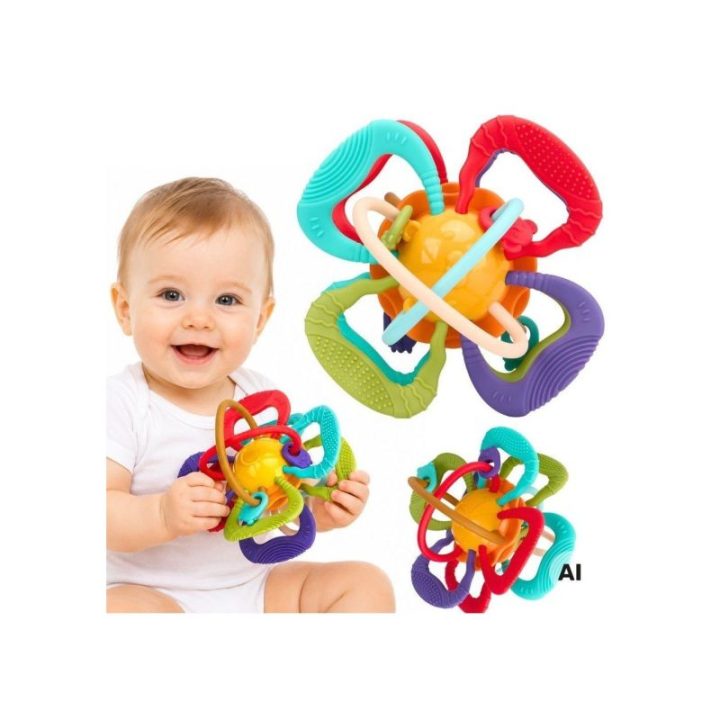 Įvairiaspalvis sensorinis kamuoliukas-kramtukas Woopie Baby, nuo 6 mėn