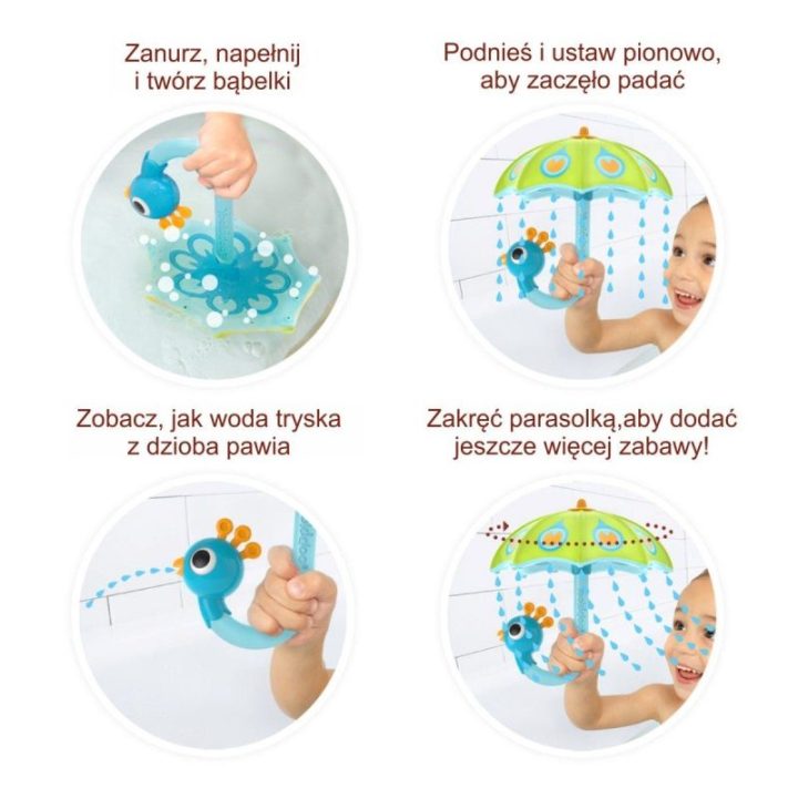 Vonios žaislas – povo formos skėtis Yookidoo Paw, žalias