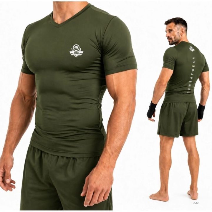 Vyriški kompresiniai marškinėliai DBX Bushido Combatwear, kariškai žali